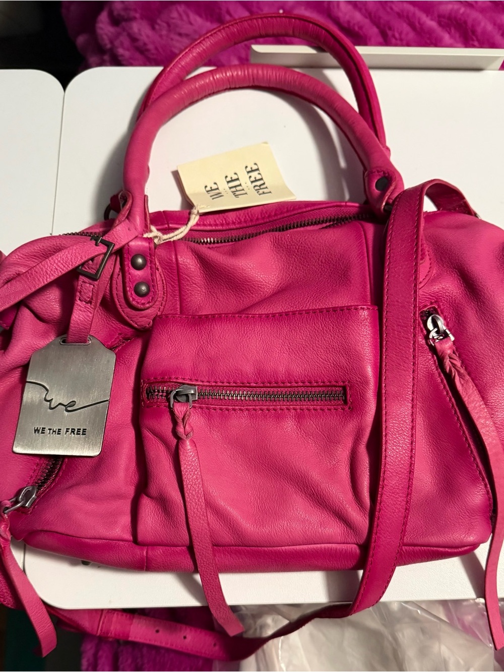 Free People Very Berry Baby Emerson Leather Satchel